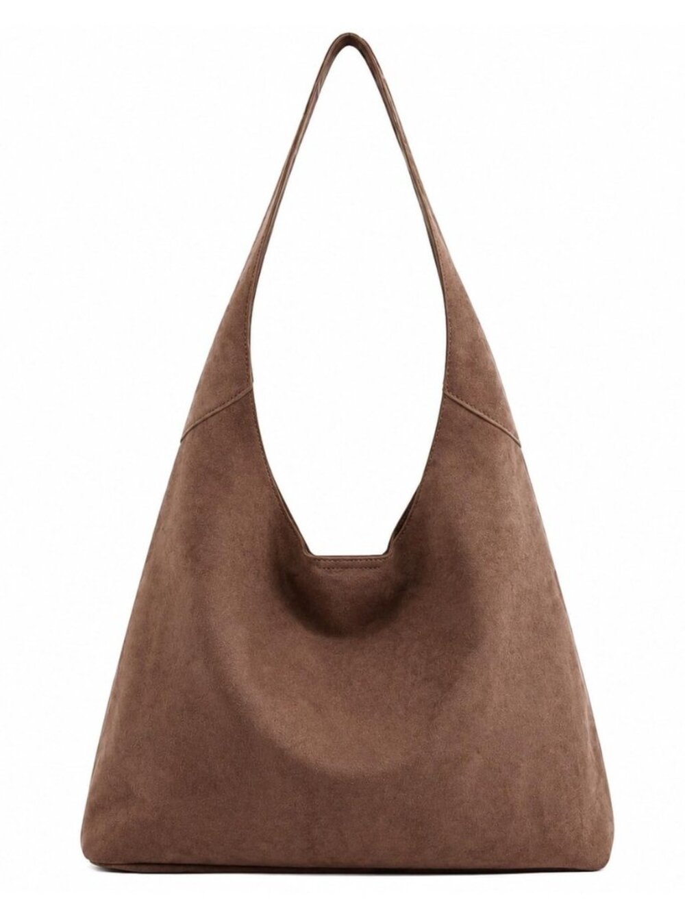 Suede Hobo Women Bag, Large Shoulder Purse, Brown